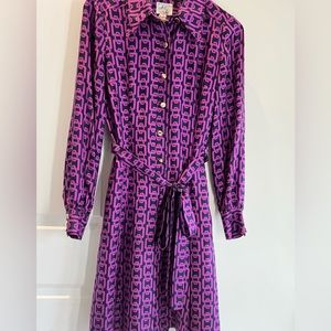 Milly purple/black chain print silk dress, size 4